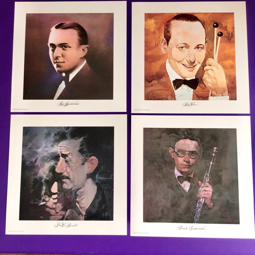 Lot of 13 Vintage Jazz Musician Portrait Prints - Frame Ready